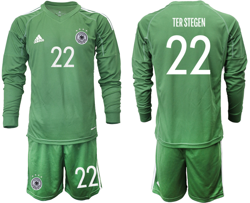 Men 2021 European Cup Germany green Long sleeve goalkeeper #22 Soccer Jersey1